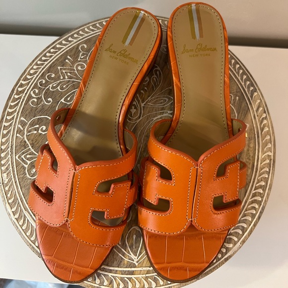 Sam Edelman Illie Block Heel Slide Sandal SUNSET ORANGE - Picture 11 of 11
